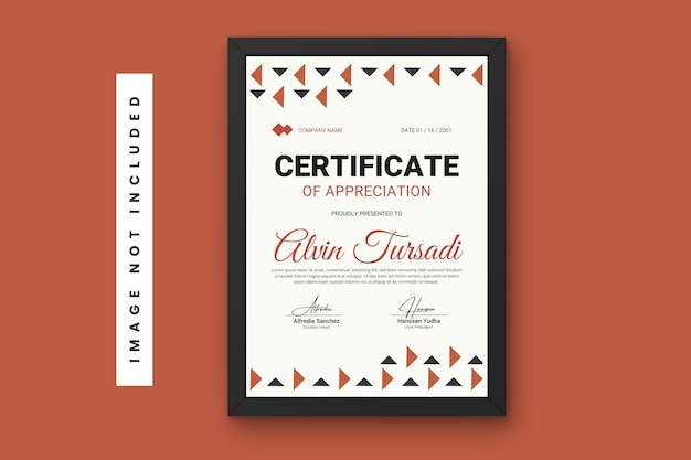 Modelo de diseño del certificado de aprecio