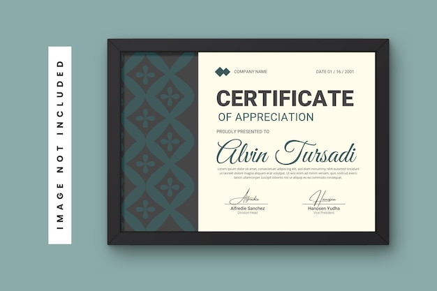 Modelo de diseño del certificado de aprecio