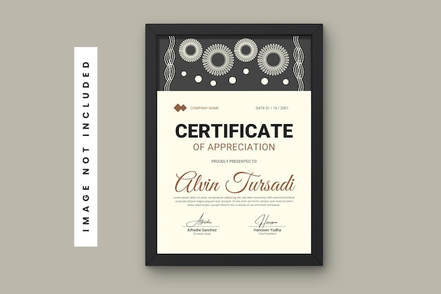 Modelo de diseño del certificado de aprecio