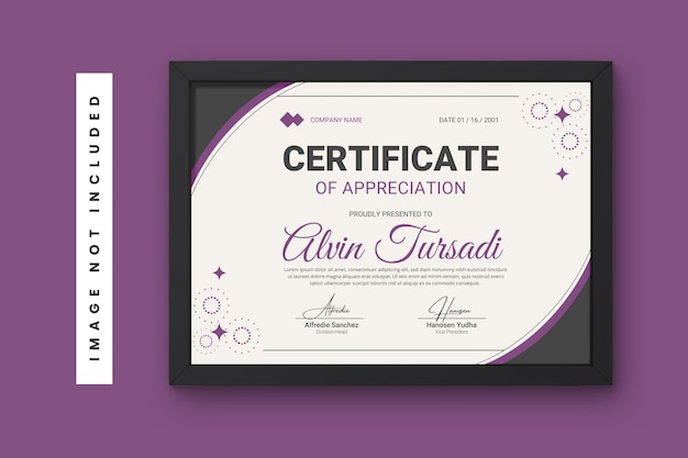 Modelo de diseño del certificado de aprecio