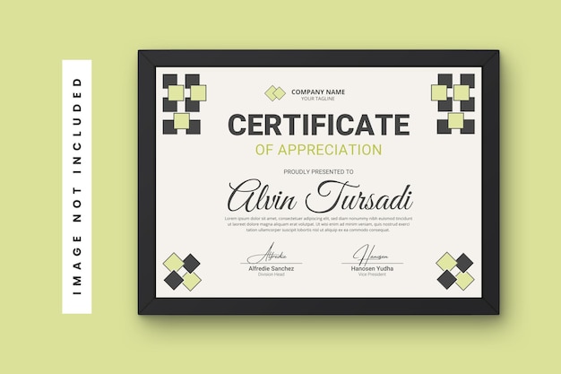 Modelo de diseño del certificado de aprecio
