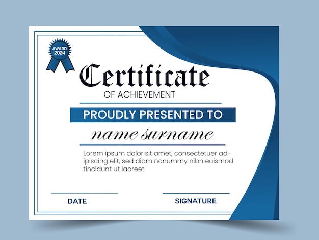 Modelo de diseño de certificado elegante y moderno