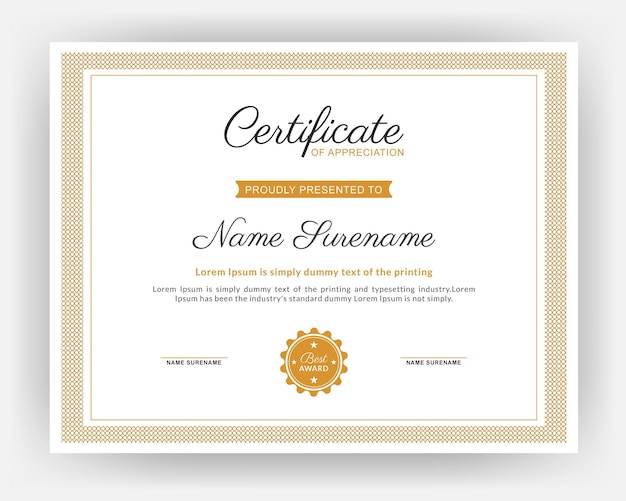 Modelo de diseño de certificado de logro simple y limpio