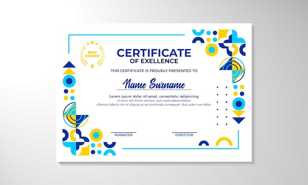 Modelo de diseño de certificado plano moderno