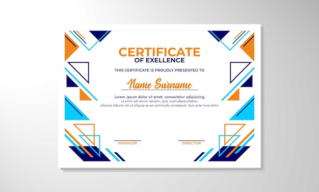 Modelo de diseño de certificado plano moderno