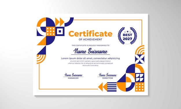 Modelo de diseño de certificado plano moderno