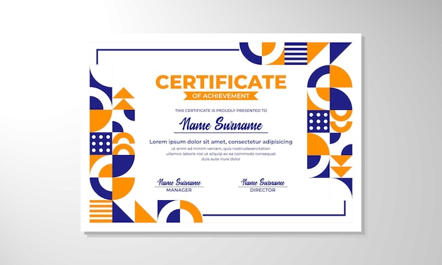 Modelo de diseño de certificado plano moderno