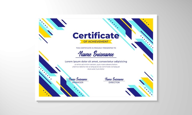 Modelo de diseño de certificado plano moderno