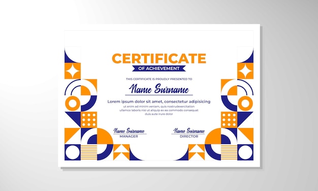 Modelo de diseño de certificado plano moderno