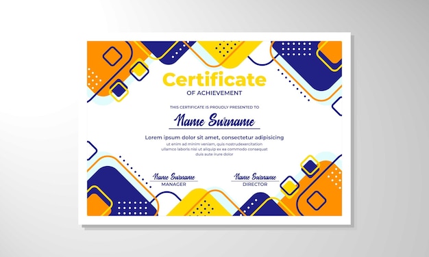 Modelo de diseño de certificado plano moderno