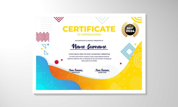 Modelo de diseño de certificado plano moderno