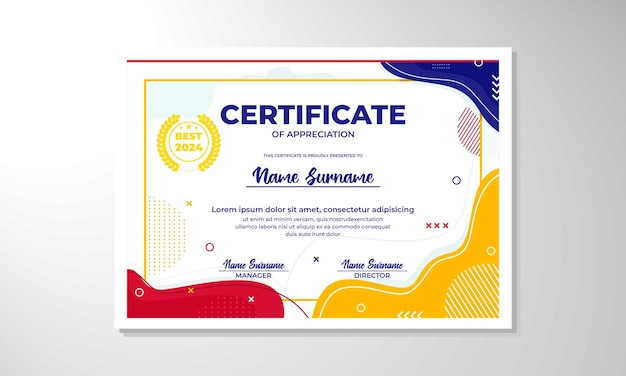 Modelo de diseño de certificado plano moderno