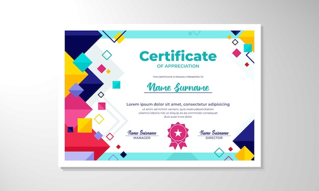 Modelo de diseño de certificado plano moderno