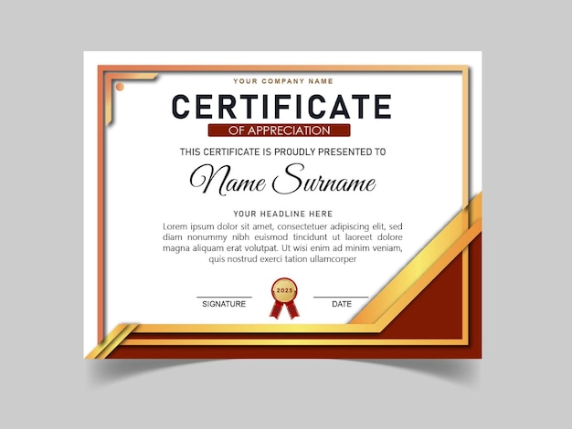 Modelo de diseño de certificado vectorial moderno, creativo y elegante