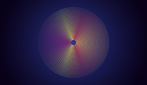 modelo de diseño de círculo radiante abstracto con brillo hipnótico en fondo oscuro