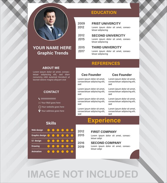 Modelo de diseño de currículum profesional moderno y mínimo