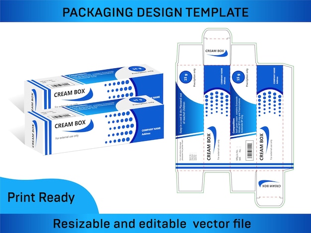 Vector modelo de diseño de embalaje de la caja de crema