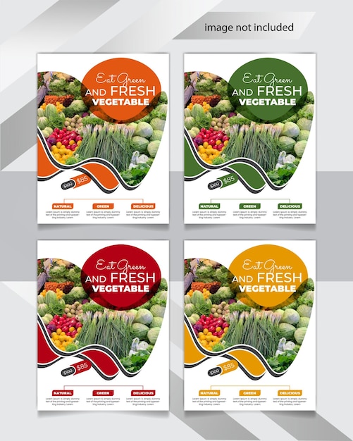 Vector modelo de diseño de folleto de verduras para la promoción de productos alimenticios de frutas y verduras