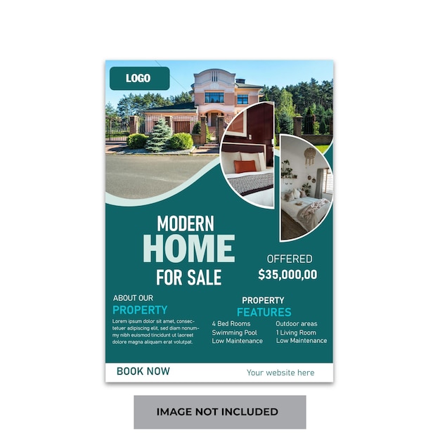 Modelo de diseño de folletos y carteles inmobiliarios