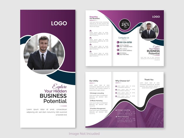 Modelo de diseño de folletos de negocios triples corporativos creativos y modernos