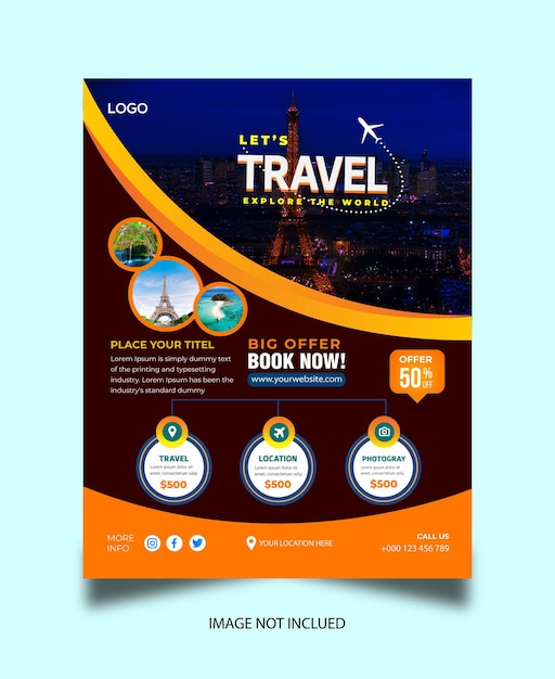 Modelo de diseño de folletos de viajes de negocios y carteles de agencias de viajes