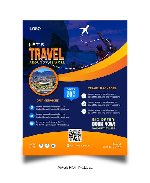 Modelo de diseño de folletos de viajes de negocios y carteles de agencias de viajes