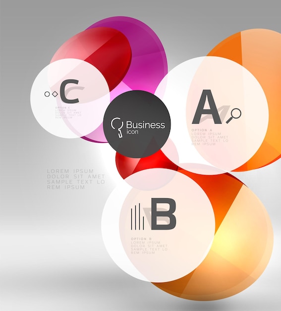 Modelo de diseño de infografías empresariales modernas de círculo Template de fondo de plantilla vectorial para impresión diagrama de diseño de flujo de trabajo opciones de número o banner de diseño web