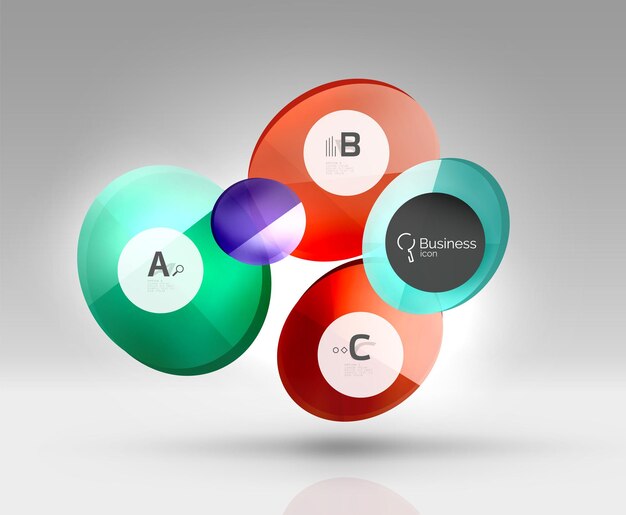 Modelo de diseño de infografías empresariales modernas de círculo Template de fondo de plantilla vectorial para impresión diagrama de diseño de flujo de trabajo opciones de número o banner de diseño web