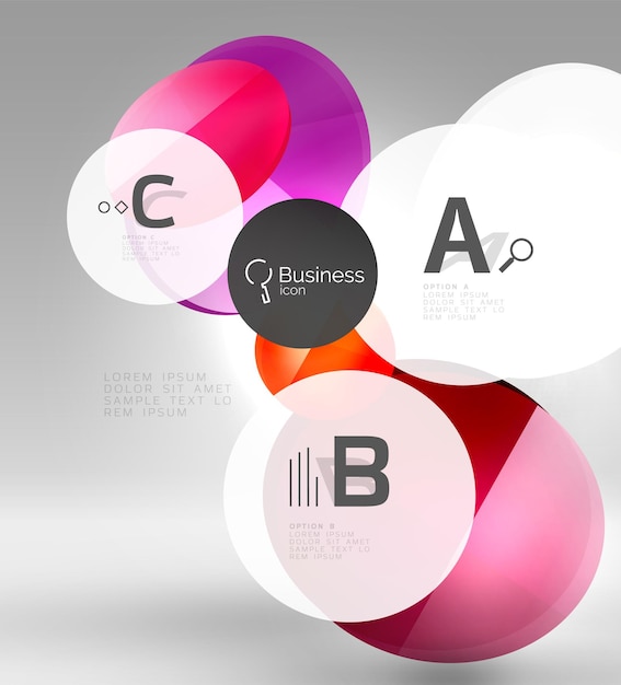 Modelo de diseño de infografías empresariales modernas de círculo Template de fondo de plantilla vectorial para impresión diagrama de diseño de flujo de trabajo opciones de número o banner de diseño web