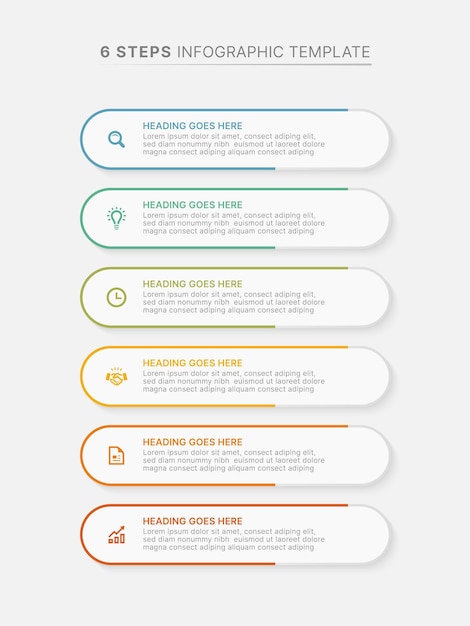 Modelo de diseño infográfico moderno con seis opciones