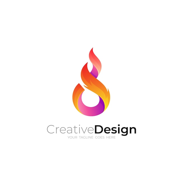 Vector modelo de diseño de llama de color rojo vectorial de diseño de fuego simple