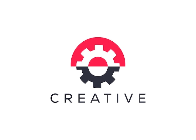 Modelo de diseño de logotipo de ajuste de engranajes mínimo y profesional