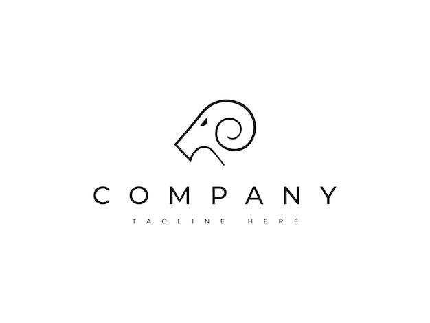 modelo de diseño de logotipo de cabeza de cuerno de carnero y cabra de carnero minimalista y moderno