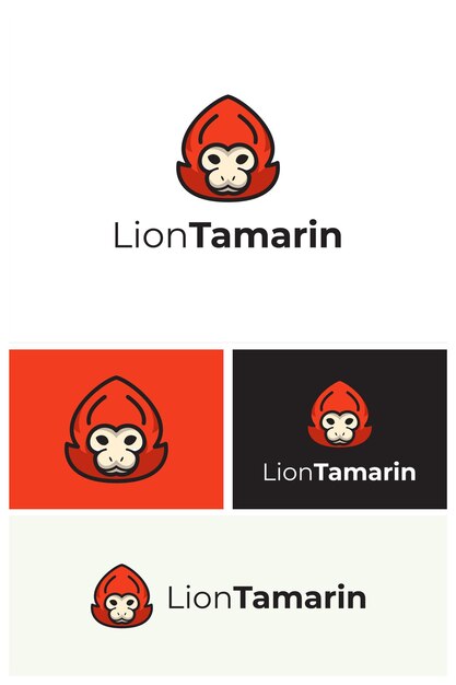 Modelo de diseño de logotipo de la cabeza de tamarín león simple
