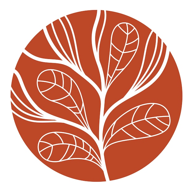 Modelo de diseño de logotipo circular floral vintage lineal para boutique o hotel o salón logotipo aislado en blanco hermoso dibujo de líneas de hojas composición en un círculo ramas crecimiento naturaleza