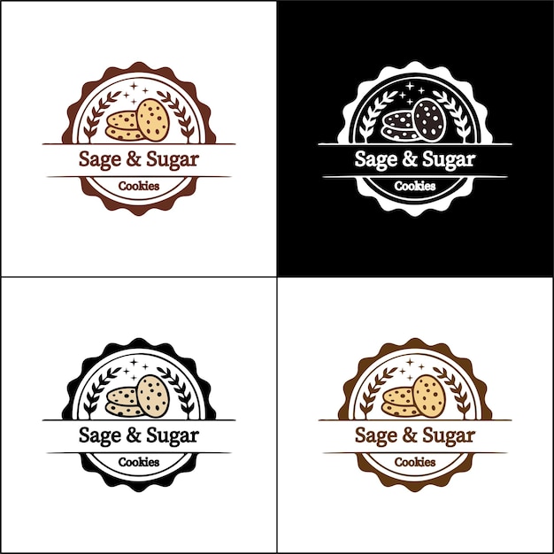 Modelo de diseño del logotipo de las galletas de chocolate dibujadas a mano