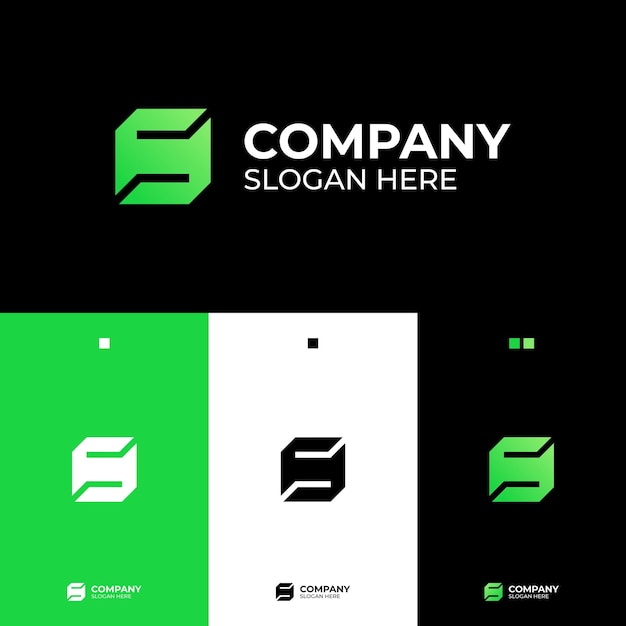 Modelo de diseño de logotipo geométrico abstracto verde moderno