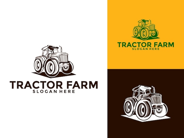 Modelo de diseño del logotipo de la granja de tractores Vector Tractor Machine