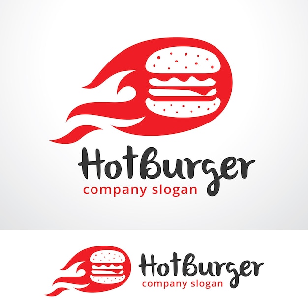 Modelo de diseño de logotipo de Hot Burger Concepto de diseño de emblema vectorial Ícono de símbolo creativo