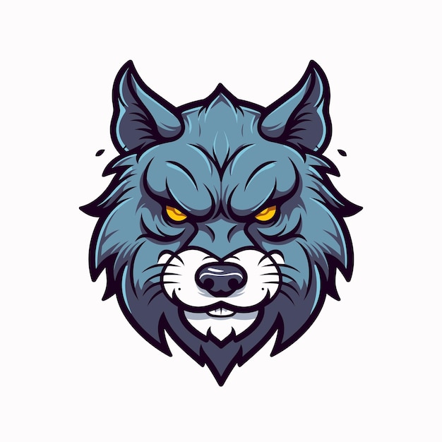 Vector modelo de diseño de logotipo de juego de mascota de lobo ilustración de icono vectorial de dibujos animados