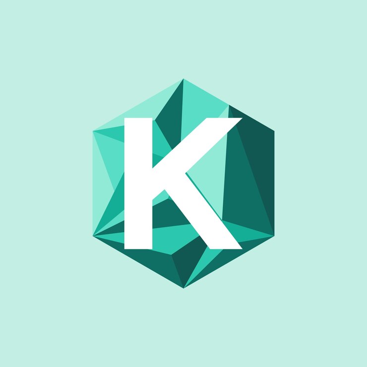 Vector modelo de diseño de logotipo de la letra k de tendencia abstracta en hexágono icono de símbolo colorido