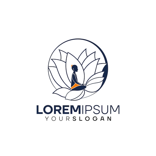 Modelo de diseño de logotipo de meditación Lotus Vector