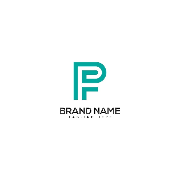 Modelo de diseño del logotipo del monograma PF FP con la letra única mínima Iniciales Logotipo de la empresa