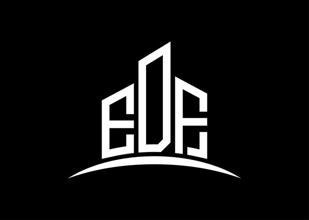 Modelo de diseño del logotipo del monograma vectorial de construcción de letras de la EDF Forma del edificio Logotipo de la EDP