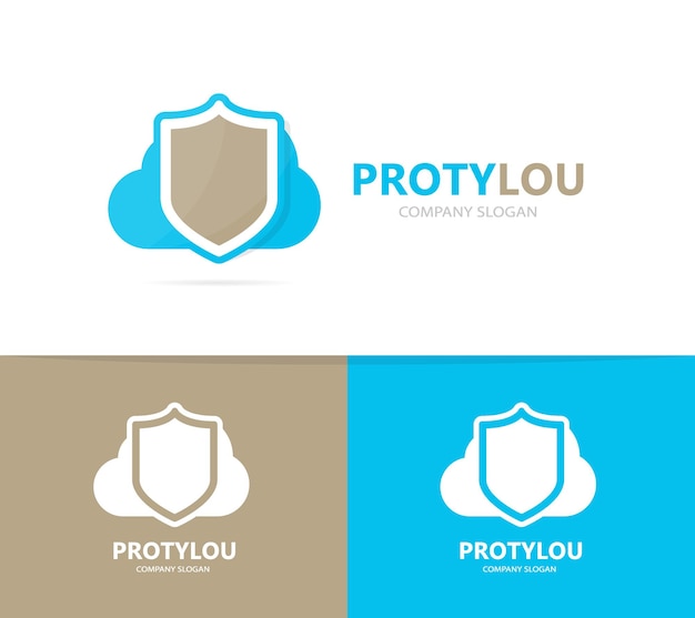 Modelo de diseño de logotipo de seguridad y almacenamiento combinado de vector de escudo y logotipo de nube