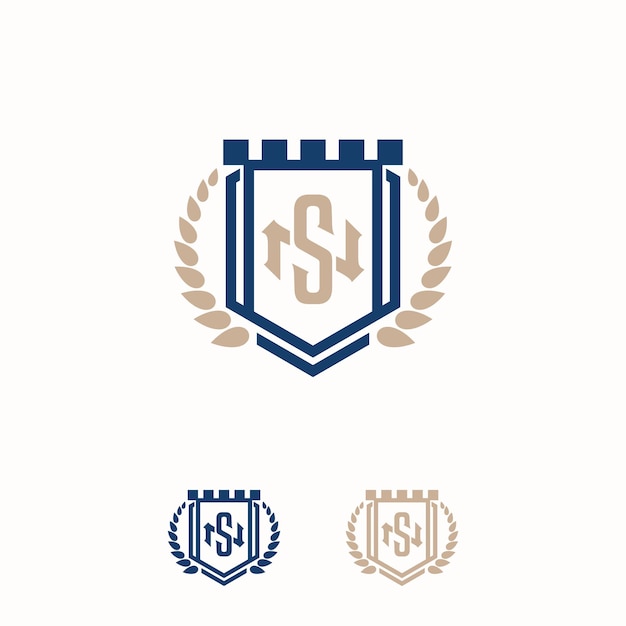 Modelo de diseño de logotipo vectorial de escudo elegante y letra NS