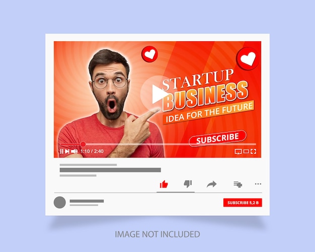 modelo de diseño de miniatura de YouTube profesional con color de gradiente rojo