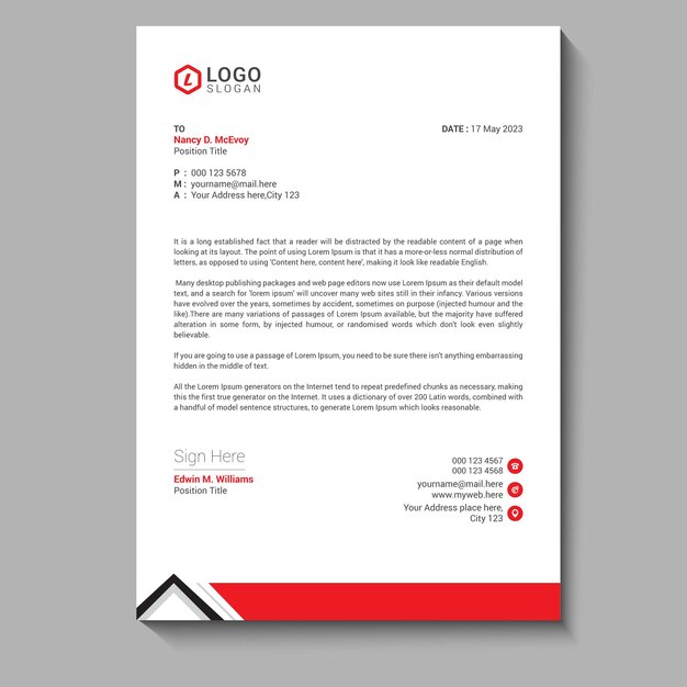 Modelo de diseño de papel de carta de la empresa