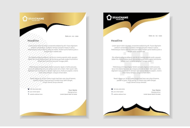 Modelo de diseño de papel de carta de oro moderno
