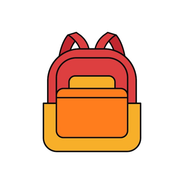 modelo de diseño plano de la mochila vectorial del icono de la bolsa escolar